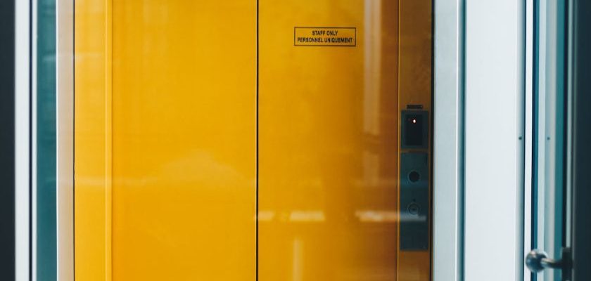 Elevators - Closed Yellow Elevator Door